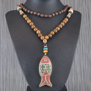 Long Mala Bead Necklace Boho Spiritual Jewelry